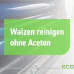 Blogtitel Walzenreinigung ohne Aceton, blaue industrielle Walzen